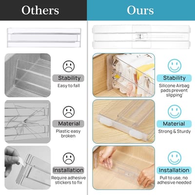 Ladeverdelers Set - Verstelbare Organizers - Ruimte Ordenen - Uitbreidbaar Ontwerp - 4 Delig - Transparant