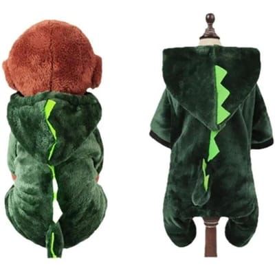 Vêtements pour Chien de Compagnie Forme de Dinosaure Combinaisons Chaudes en Polaire pour Petits Moyens Chiens Sweat à Capuche pour Chiot Chihuahua Yorkshire Costume Manteaux M