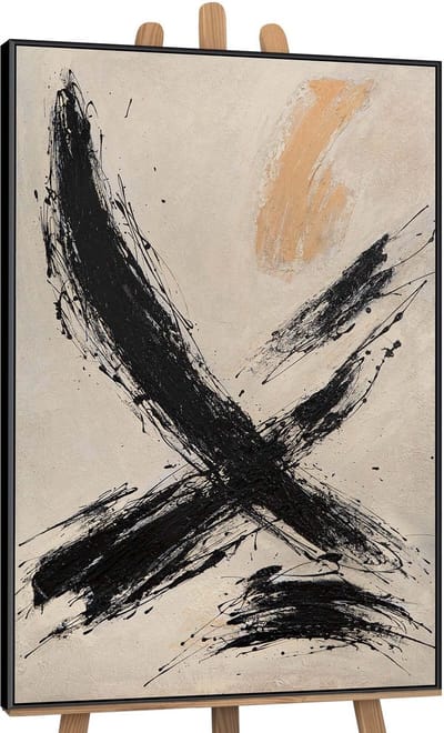 Canvas schilderij 120x80 cm handgeschilderd kracht van de penseelstreek – YS-Art Gallery – Lijst: Zwart – Luxe wanddecoratie