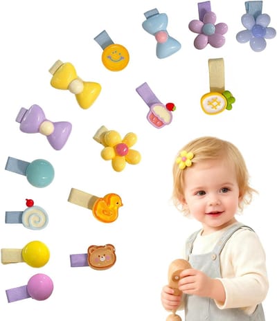 15 zachte stoffen haarspelden voor baby's en meisjes, antislip haaraccessoires voor dun haar, kleurrijke en schattige haarspelden voor pasgeborenen