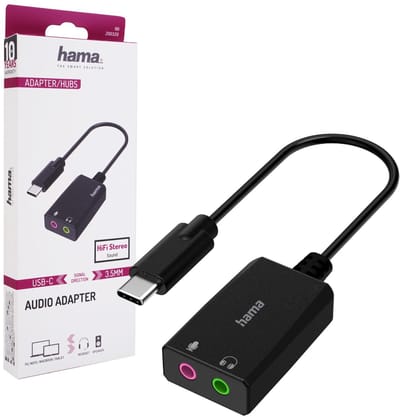 Hama USB-geluidskaart, USB-C-stekker - 2x 3,5-mm-jack-aansluiting, stereo