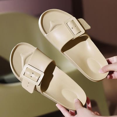 Litfun Zomer Sandalen voor Dames   EVA Platte Slippers Buiten Antislip Strand Slippers Dames Slipper Huis Badkamer Slides 35-36 gray