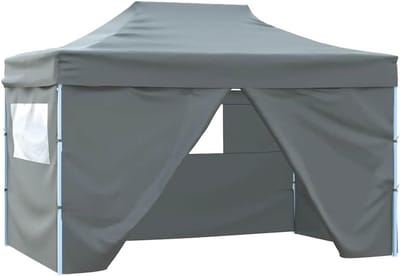 Tuinpaviljoen Opvouwbaar - Feesttent Paviljoen - Buitenfeesten Organiseren - Waterdicht Uv-bestendig - 3x4.5m - Antraciet