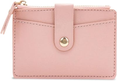 Dames Portemonnee met 4 Kaartslots en Muntzak met Rits, Compacte Slim Wallet voor Betaal- en Visakaarten, Roze, 11.3*8*0.5cm, Modern Design