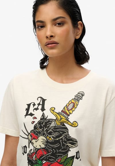 Superdry - Neo Trad Tattoo T-shirt met relaxte pasvorm - Dames - T-shirts