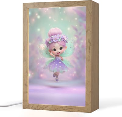 Nachtlampje 20x30 cm - Kinder lampje - Fee - Paars - Sprookje - Tafellamp kinderkamer - Slaapkamer lamp - Bedlamp kinderen - Kinderlampje stopcontact - Wandlamp babykamer - Nachtlampjes