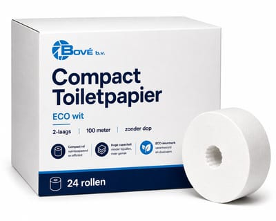 Compact toiletpapier 2-laags 100 meter ECO zonder dop – verpakking 24 rollen (6151804730700)