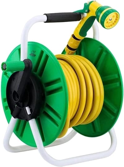 Tuinslanghouder Trolley - Slangopberger - Tuin water geven - Compact en opvouwbaar - 15m slang - Groen
