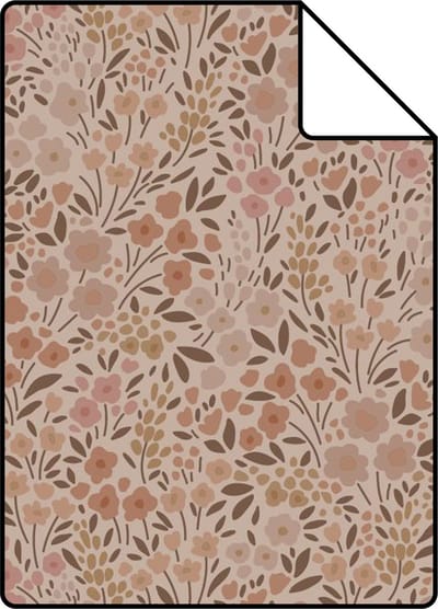 Proefstaal ESTAhome behang bloemetjes terracotta roze - 26.5 x 21 cm - 139700-S