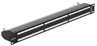 Premium CAT6a Gigabit 19'' Patch Panel 1U met 24 poorten - afgeschermd / zwart