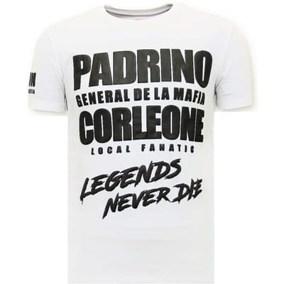 Exclusieve T-shirt Heren - Padrino Corleone - Wit