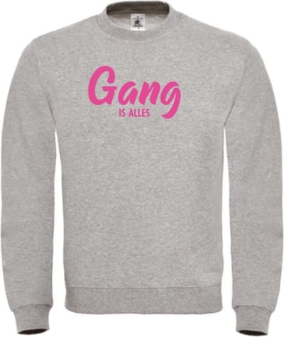 Gang is alles wintersport sweater grijs XL - fluor roze - soBAD. | Foute apres ski outfit | kleding | verkleedkleren | wintersporttruien | wintersport dames en heren