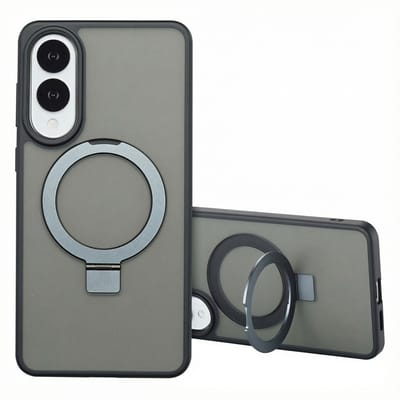 Accezz Hoesje - Geschikt voor Samsung Galaxy S25 Edge - Ring Stand Backcover met Magnetische Ring - Zwart