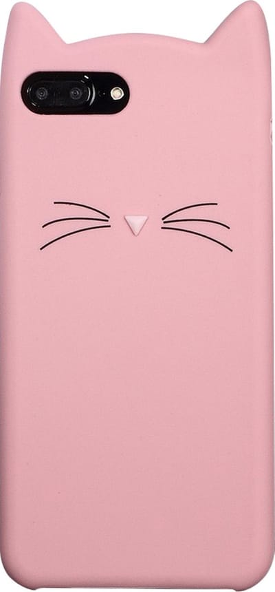 Peachy Schattige Kat snorharen geschikt voor iPhone 7 Plus 8 Plus hoesje case cover kitten - Roze