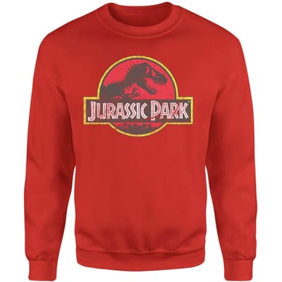 Jurassic Park Logo Vintage Sweatshirt - Red - S