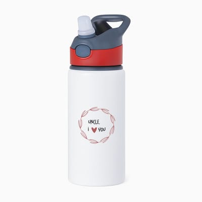 Hacebo® - uncle I love you waterfles met rietje rood - Oom - de liefste oom - verjaardagscadeau - verjaardag - cadeau - cadeautje voor oom - oom artikelen - kado - geschenk - gift - water fles - 650ML