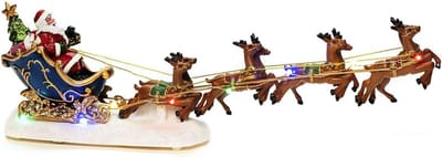 LED kerstscène: Kerstman in slee met vliegend rendier: batterij : 4205-000 [Energieklasse G]