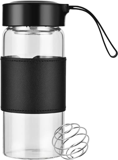 Allecto - Protein Shaker Beker - BPA Vrij - Met Geïntegreerde Zeef - Roestvrij Stalen Mixbal - Lekvrij Ontwerp - Siliconen Antislip - Geschikt Voor...