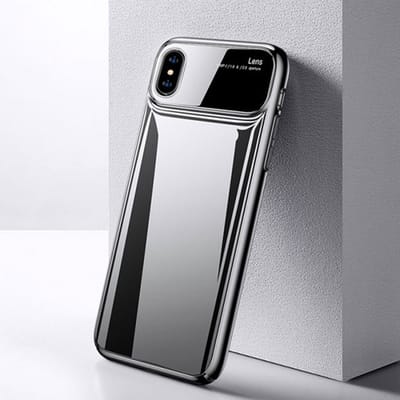 TOTU Magic Mirror/ gehard TPU beschermhoes Geschikt voor Apple iPhone XS/X (10) kleur transparant met Zwarte randen + gratis screenprotector