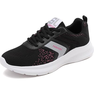Dames Vier Seizoenen Vliegweefsel Ademende Hardloopschoenen Lichtgewicht Fitness Casual Sneakers Dames Zachte Antislip Jogschoen 38 black