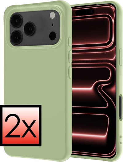 Hoesje - 2 Stuks - Geschikt voor Apple iPhone 17 Pro Max - Sterk & Shockproof - Case Siliconen - Back Cover - Telefoon Hoes - Groen