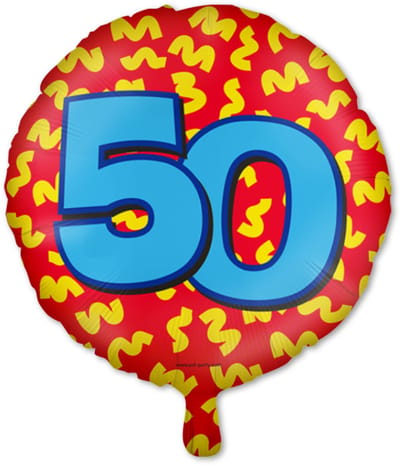 LUQ – Folie Ballon Happy Party 50 Jaar – Veelkleurig Design – Luxe Verjaardag Decor – Feest Versiering – Helium Ready