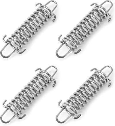 Tentspanveren - Dubbele haakspanveren - 4 stuks - 9×3 cm - Luifelspanveren - Zeer sterke veerhaken - Montage-accessoire voor kampeertenten - Geschikt voor kampeertenten, luifels, boten en campers - Zilver