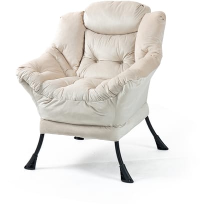 Relaxstoel Met Zijvak - Luie Stoel Voor Woonkamer - Comfortabele Neksteun - Metalen Frame - 8,5 kg - Slaapkamer En Balkon - 75x80x85 cm