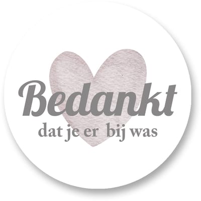 25xSluitstickers Bedankt Dat Je Er Bij Was – Ø 4 cm – Hart – Bedankstickers voor Bruiloft, Communie, Doop, Verjaardag of Afscheid – Pimp Studio
