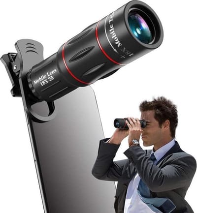 18x telescooplens voor de smartphone - met uitschuifbare Tripod Statiefhouder - zwart