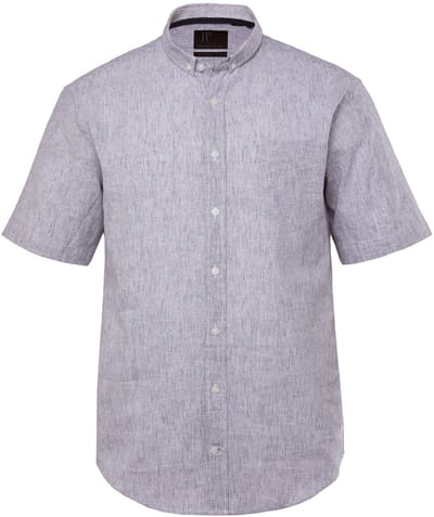 JP 1880 - Heren - Overhemd van linnenmix halflange mouwen strepen - Licht blauw denim - Maat L