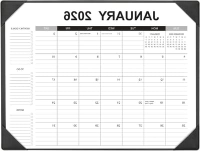 Bureaukalender met mat - Planners en organizers - Dagelijkse planning - Beschermt bureauoppervlak - 22 x 17 inch - Zwart