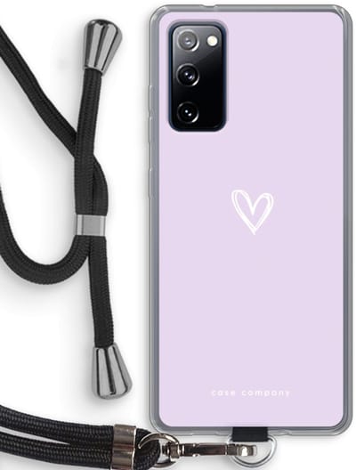 Case Company® - Hoesje met koord geschikt voor Samsung Galaxy S20 FE / S20 FE 5G hoesje met Koord - Klein hartje paars - Telefoonhoesje met Zwart Koord - Bescherming aan alle Kanten en Over de Schermrand
