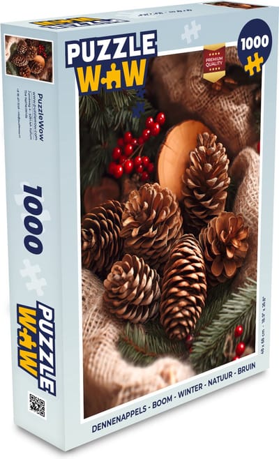 Puzzel Dennenappels - Boom - Winter - Natuur - Bruin - Legpuzzel - Puzzel 1000 stukjes volwassenen - Kerstpuzzel - Kerstpuzzels - Kerst - Cadeau - Kerstcadeau voor mannen, vrouwen en kinderen