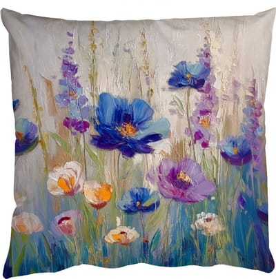 Sierkussens - Kussentjes Woonkamer - 50x50 cm - Zomers - Wilde bloemen - Penseelstreken