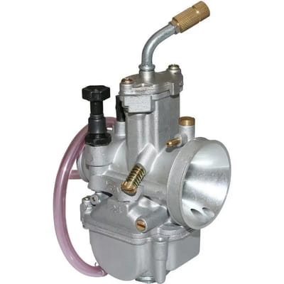 Carburateur met powerjet gepolijste luchtinlaat + draaibare bocht + trekstarter P2R PWK 24