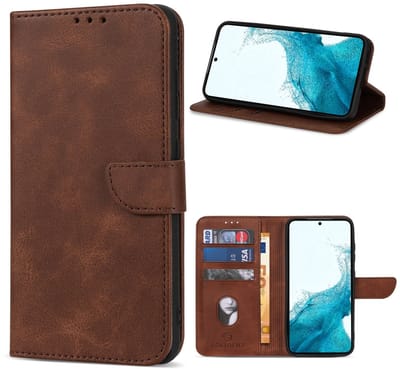 Geschikt voor Oppo Reno 11 F Hoesje - Solidenz Bookcase Reno11 F - Bruin telefoonhoesje Reno 11F - Case Met Pasjeshouder - Cover Hoes