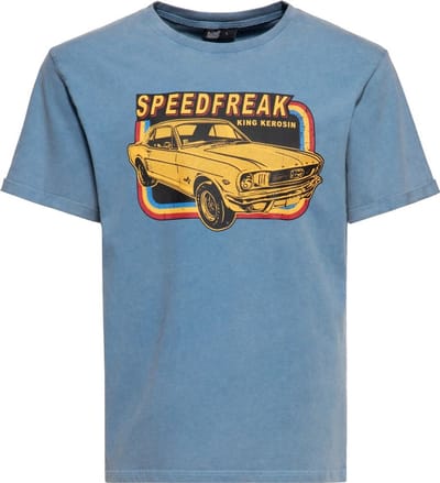 King Kerosin T-Shirt Oilwashed ''Speed Freak'' KKU41062 Sky Blue-XL
