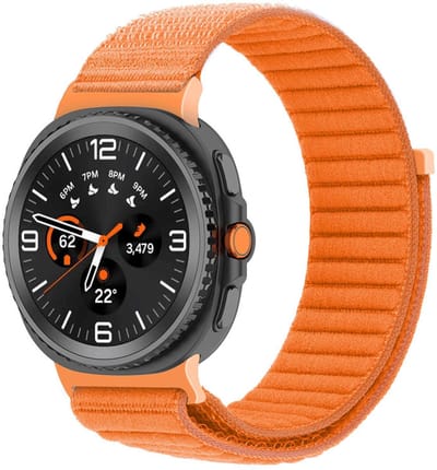 Nylon bandje - geschikt voor Samsung Galaxy Watch 8 (40mm) / Galaxy Watch 8 (44mm) / Galaxy Watch 8 Classic - klittenbandsluiting - oranje