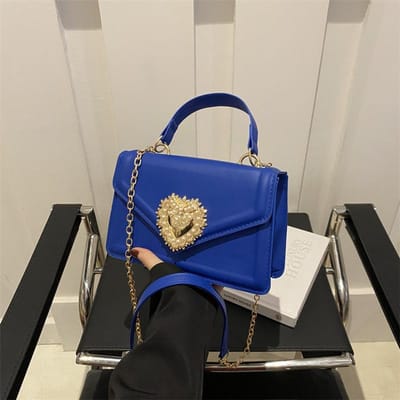 Lente en Zomer Nieuwe Stijl Eenvoudige en Modieuze Koreaanse Stijl Handtas Veelzijdige Ins Ketting Crossbody Tas Kleine Vierkante Tas Trendy blue