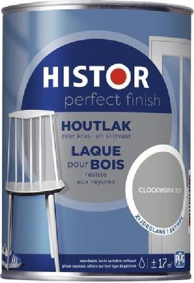 Histor Perfect Finish Houtlak Zijdeglans - Krasvast & Slijtvast - Dekkend - 1.25L - Clockwork Toy - Grijs
