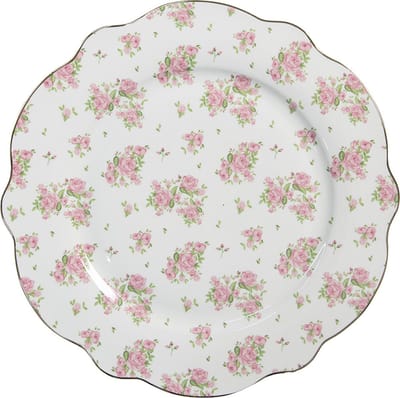 Clayre & Eef Dinerbord Ø 27 cm Roze Porselein Rozen