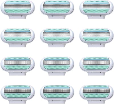 Vervangende scheermesjes voor dames, universele 3-fasen scheermesjes voor benen, oksels en intieme delen, roestvrij staal, 12 stuks