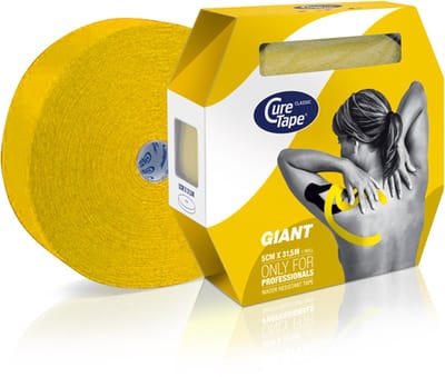 CureTape® Giant Classic - Geel - Kinesiotape - 5cm x 31,5m - Huidvriendelijke elastische tape - FysioTape - Kinesiologie Tape - Cure Tape