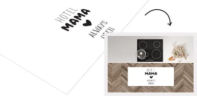 Keukenloper - Loper keuken - Spreuken - Quotes Hotel Mama Always Open - Beste moeder - Moederdag - Mama cadeau - Zwart - Wit - 120x50 cm - Keukenloper vinyl