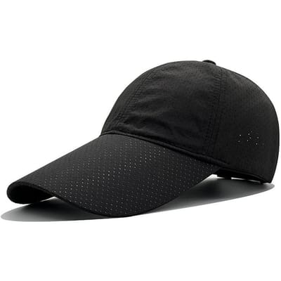 Casquette de baseball d'été 65 cm Grande taille Bord extra long Protection solaire Respirante Séchage rapide Filet Chapeau de pêche Grande taille 55-59cm black