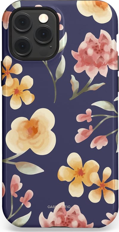 Casetastic Hoesje Geschikt voor Apple iPhone 12/12 Pro Magsafe - Stijlvolle Beschermende Duo-layer Case - Bloesemnacht Marine