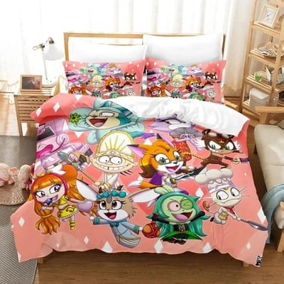 Cartoon Game Miitopia Beddengoed Set Dekbedovertrek Beddengoed Set Dekbedhoes Kussensloop Dekbed king Queen Size Jongens Volwassen Beddengoed Set EU single(135x200cm)