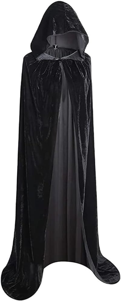 Zwarte Vampier Cape met Kap voor Halloween - Fluwelen Kostuum voor Volwassenen, Cosplay en Feestjes