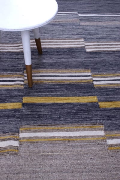 Grijs Tapijt Laagpolig Handgeweven Wollen Vloerkleed - Koho Afghan Modern Kelim 230x165 - 230x165cm- Modern - Woonkamer - Salon - Slaapkamer - Eetkamer